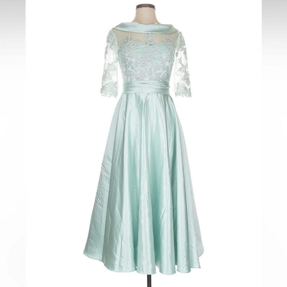 Missacc Mint Green Cocktail Lace Midi Dress Size 2